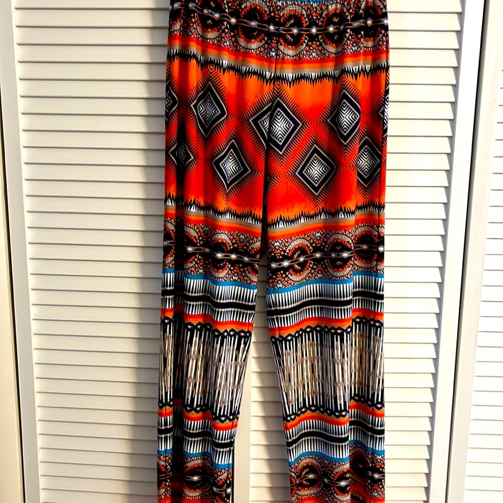 Melissa Paige Petite Orange Boho Print Pants Medium